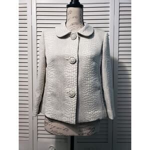Scott Taylor Classic Tailored Blazer Jacket Women's Small White Gray Snake Print